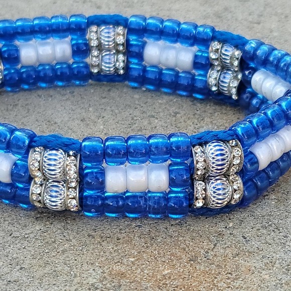 Custom Handmade Beaded Bling Dog Collar - Picture 2 of 3